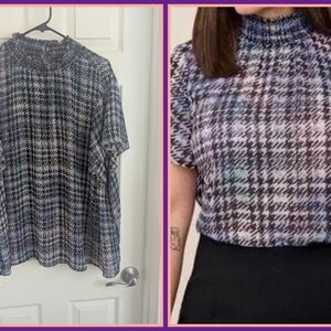 Torrid Purple Plaid Ruffle Blouse
